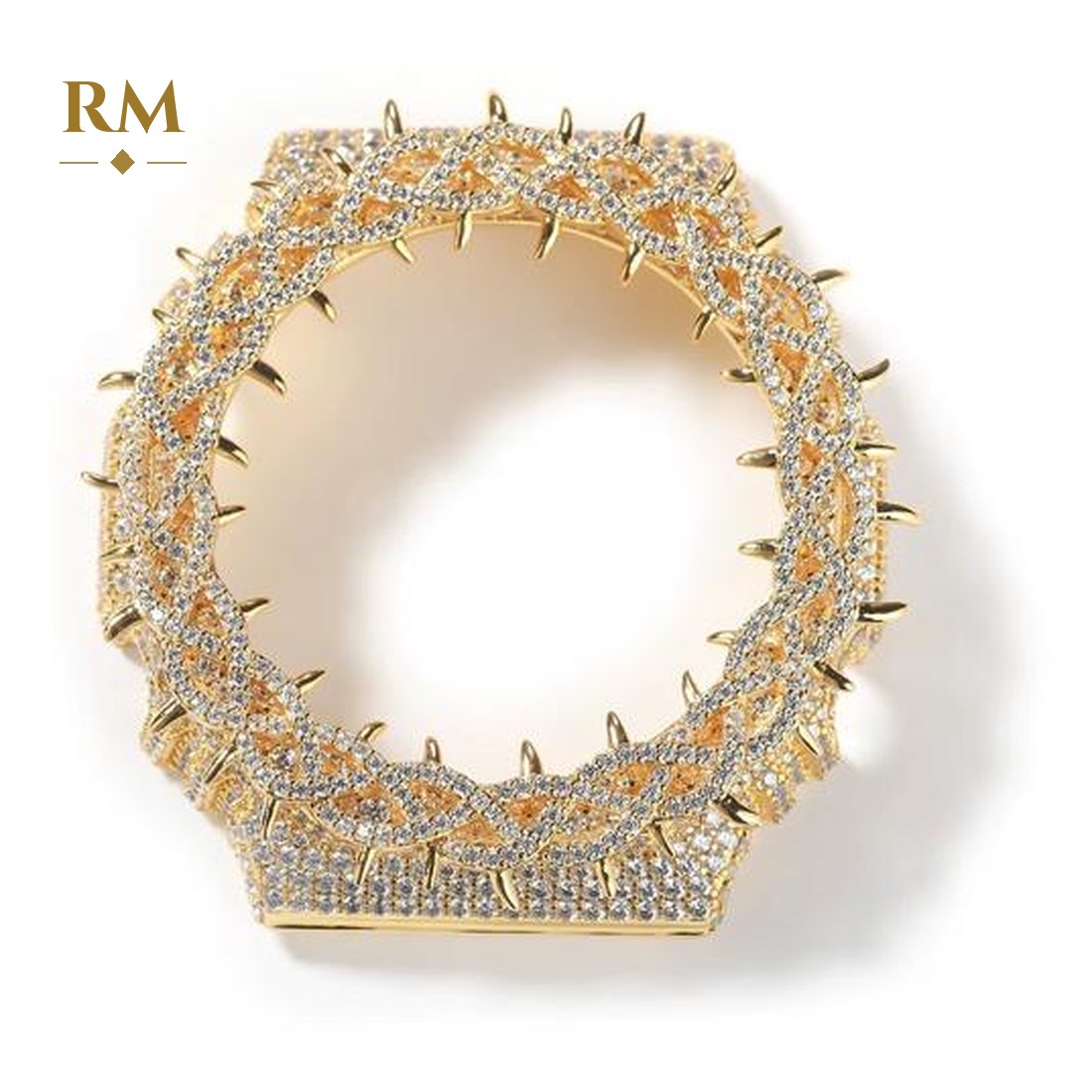 Moissanite GA-2100 bezel, gold thorn style