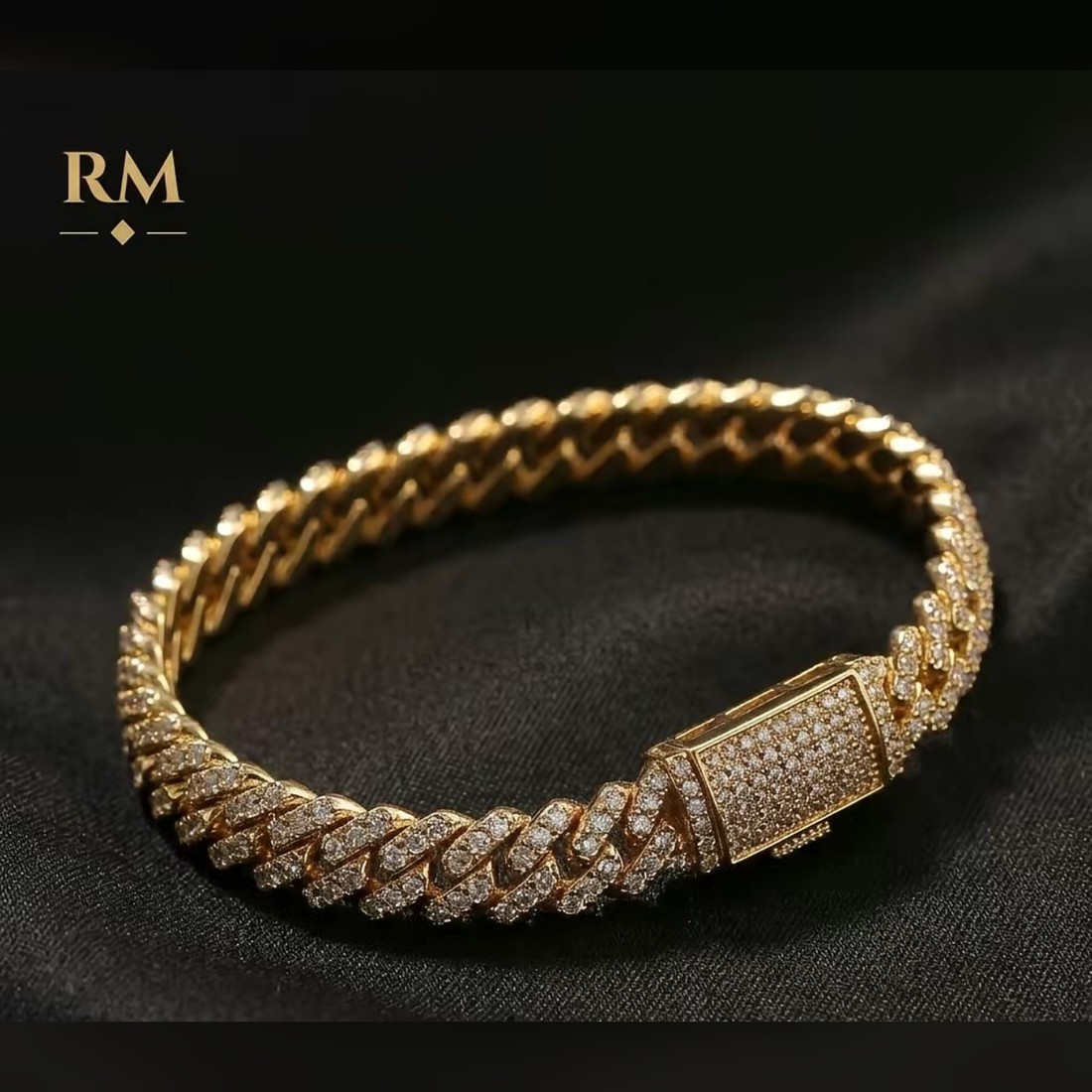 Moissanite cuban link bracelet in gold